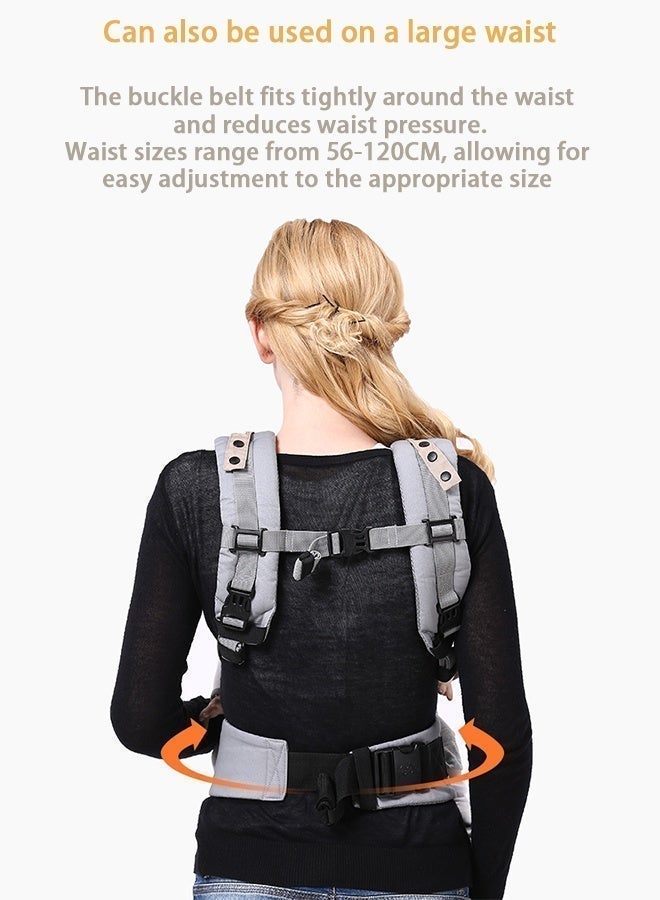 Adjustable wrap-style baby carrier with breathable ergonomic front and back carry design, featuring a retractable oversized sunshade (protects privacy, provides sun and wind protection, and supports the baby's head and neck), suitable for infants and toddlers aged 3 to 48 months. Easy to store and carry, with adjustable shoulder straps. - Image 4